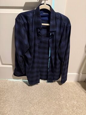 Zachary Prell Navy Plaid Lightweight Shirt Jacket